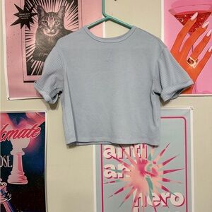 Francesca's Collections Light Blue Ribbed Crop Top